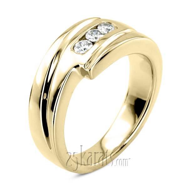 14K white gold 0.30 ct. Three Stone Round Cut Diamond Men Ring 1 - main view