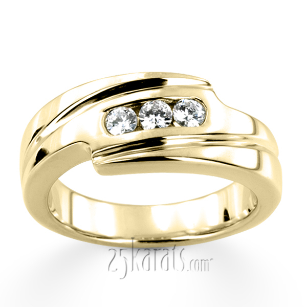 14K white gold 0.30 ct. Three Stone Round Cut Diamond Men Ring 1 - alternate view 2
