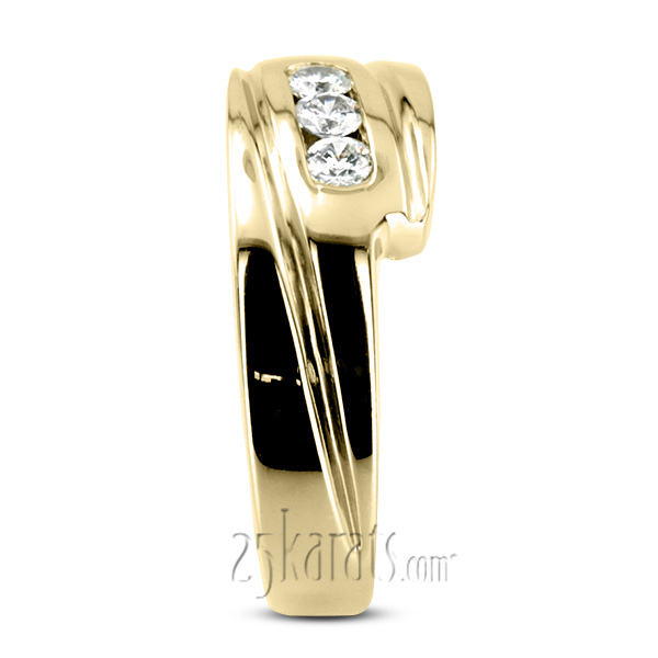 14K white gold 0.30 ct. Three Stone Round Cut Diamond Men Ring 1 - alternate view 3