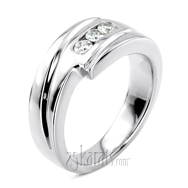 14K white gold 0.30 ct. Three Stone Round Cut Diamond Men Ring 1 - alternate view 4