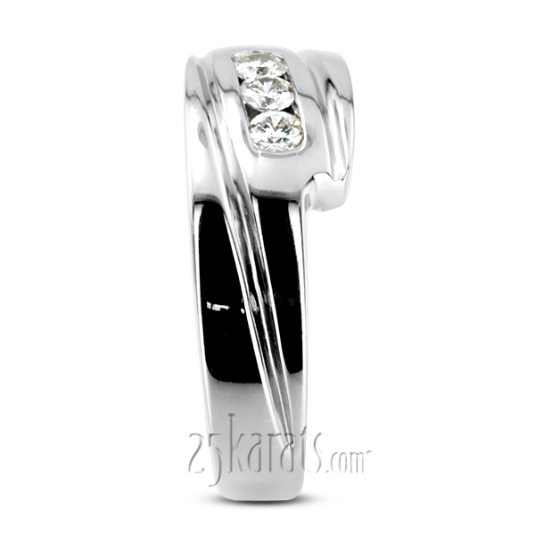 14K white gold 0.30 ct. Three Stone Round Cut Diamond Men Ring 1 - alternate view 6