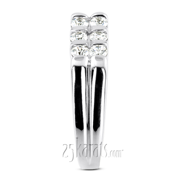 14K white gold 0.60 ct. Round Cut Bar Set Diamond Men's Band - alternate view 3