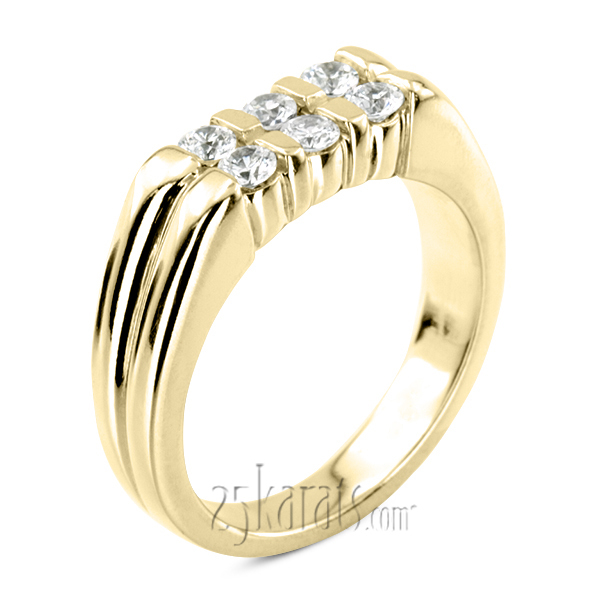 14K white gold 0.60 ct. Round Cut Bar Set Diamond Men's Band - alternate view 4