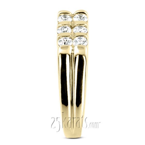 14K white gold 0.60 ct. Round Cut Bar Set Diamond Men's Band - alternate view 6
