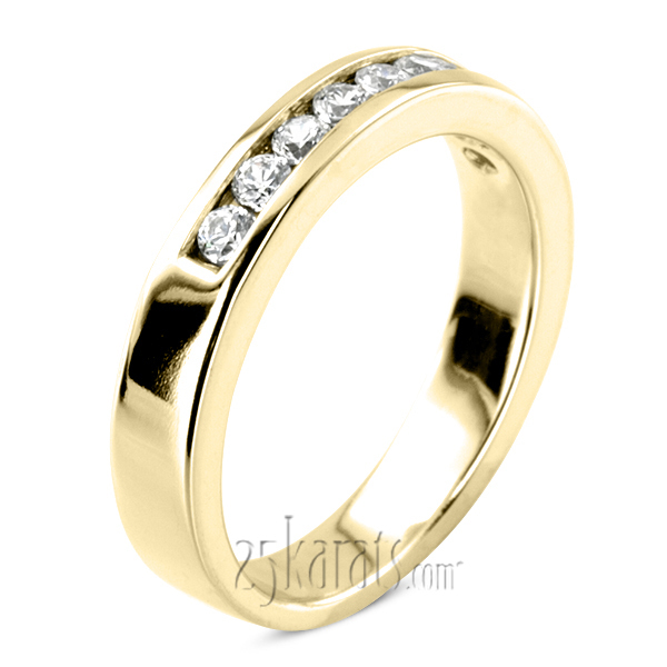 14K white gold 0.45 ct. Round Cut Channel Set Diamond Men's Wedding Ring - main view