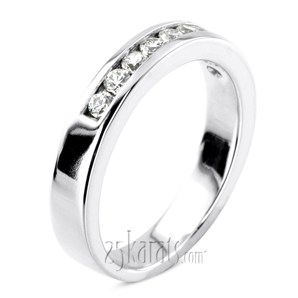 14K white gold 0.45 ct. Round Cut Channel Set Diamond Men's Wedding Ring - alternate view 4