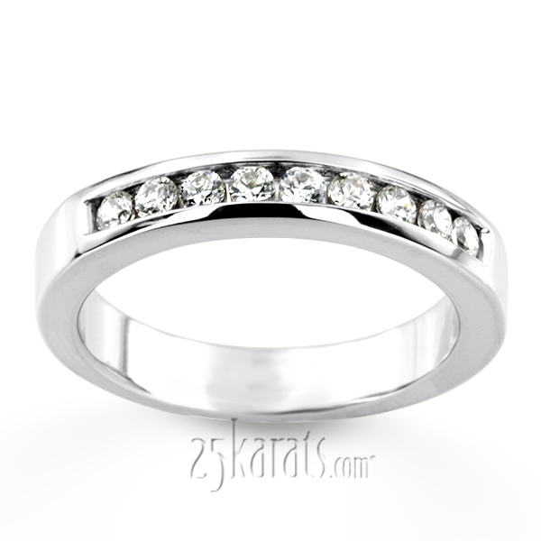 14K white gold 0.45 ct. Round Cut Channel Set Diamond Men's Wedding Ring - alternate view 5