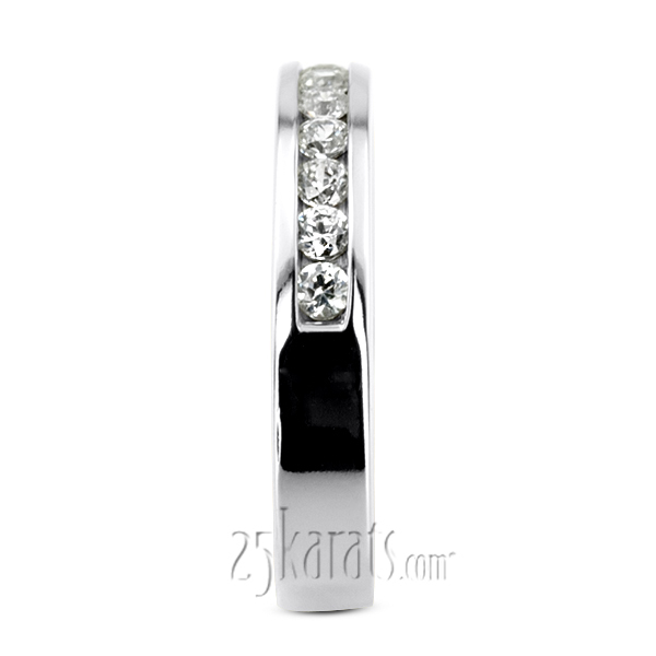 14K white gold 0.45 ct. Round Cut Channel Set Diamond Men's Wedding Ring - alternate view 6