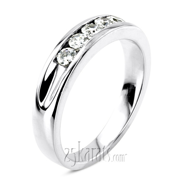 0.35 Round Cut Channel Set Diamond Man Ring