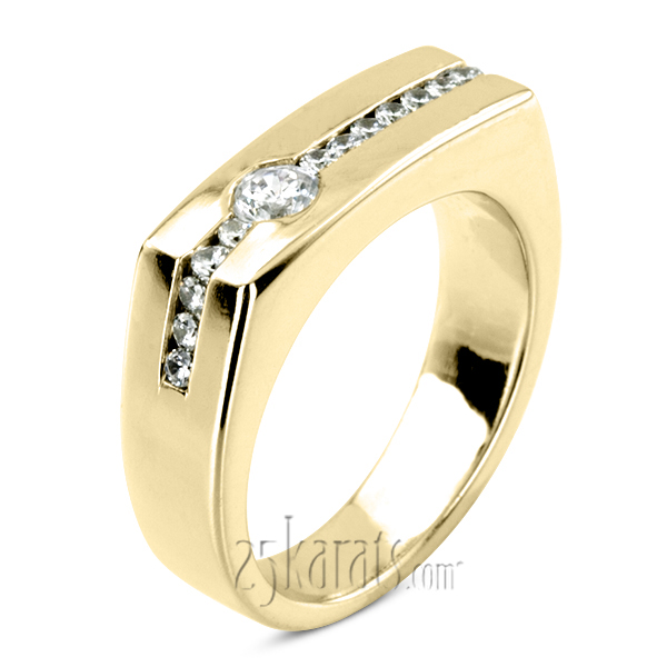 0.55 ct. Round Cut Channel Set Mens Diamond Ring