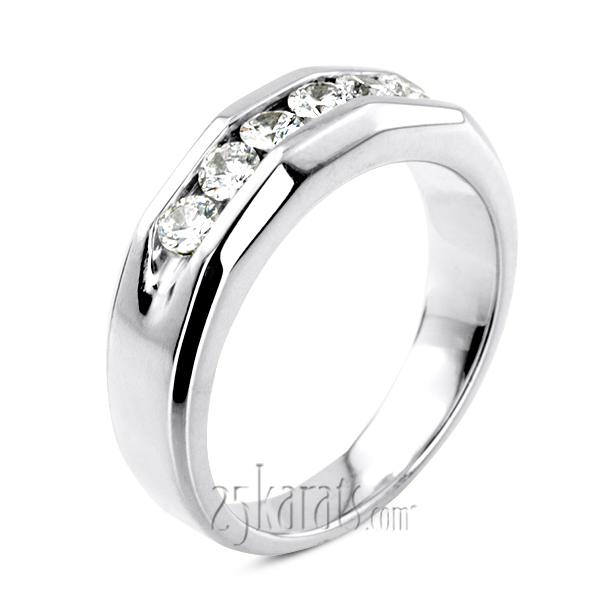 Round Cut Diamond .60ct Channel Set Women's Wedding Ring Band 14 Karat White Gold Size 4-9