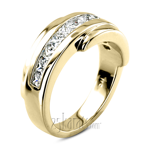 14K white gold 1.56 ct. Princess Cut Diamond Men's Ring - main view