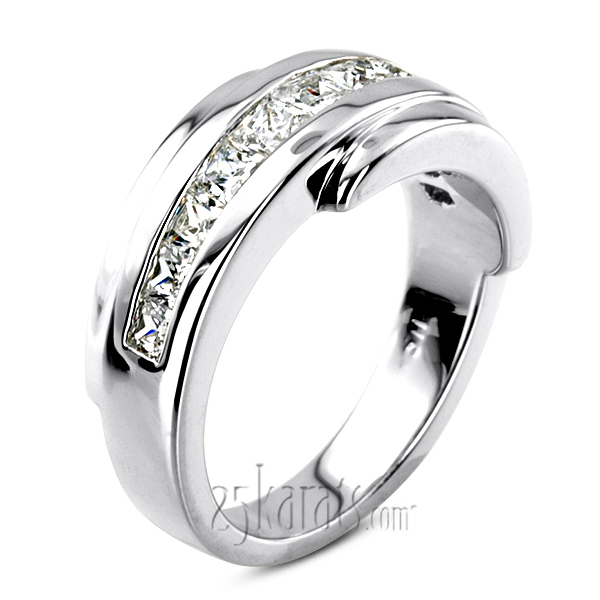 14K white gold 1.56 ct. Princess Cut Diamond Men's Ring - alternate view 4