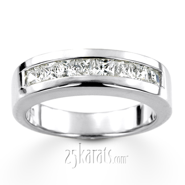 14K white gold 1.12 ct. Princess Cut Channel Set Diamond Men's Ring - alternate view 2