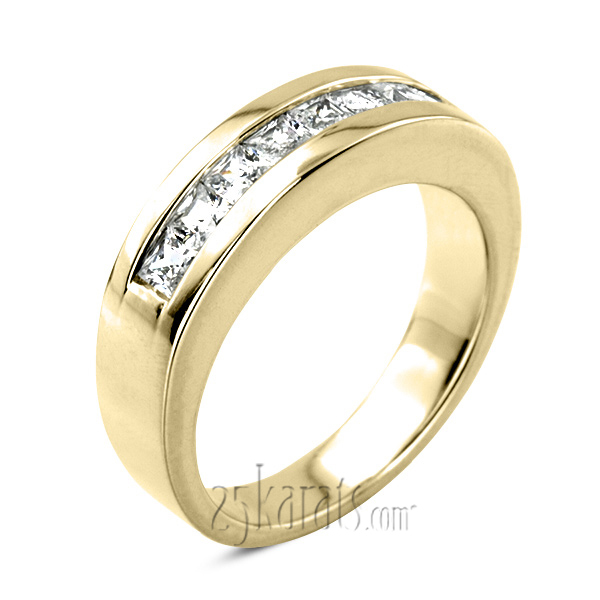 14K white gold 1.12 ct. Princess Cut Channel Set Diamond Men's Ring - alternate view 4