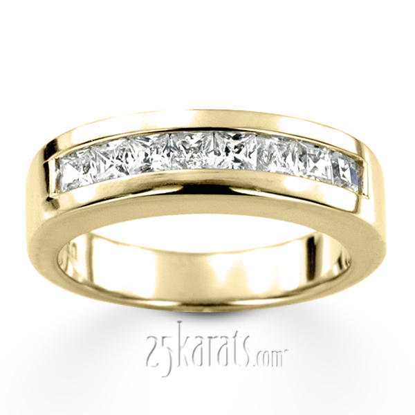14K white gold 1.12 ct. Princess Cut Channel Set Diamond Men's Ring - alternate view 5