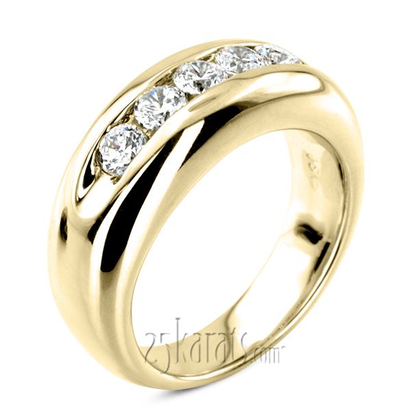 14K white gold Five Stone Man Diamond Ring - main view