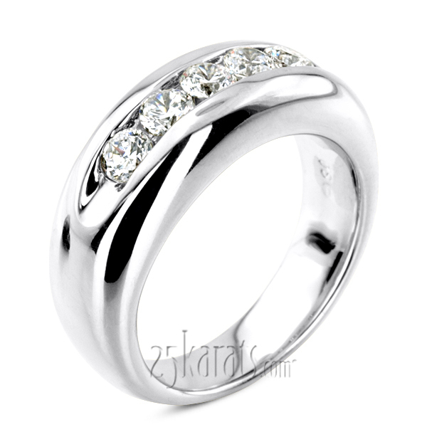 14K white gold Five Stone Man Diamond Ring - alternate view 4
