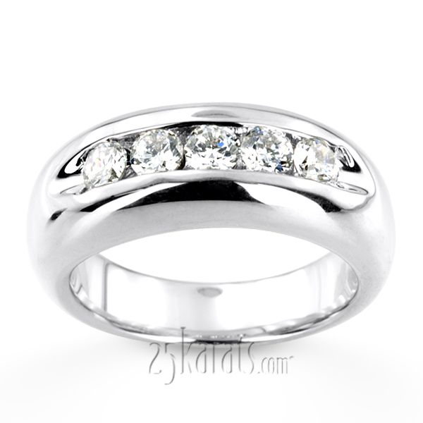 14K white gold Five Stone Man Diamond Ring - alternate view 5