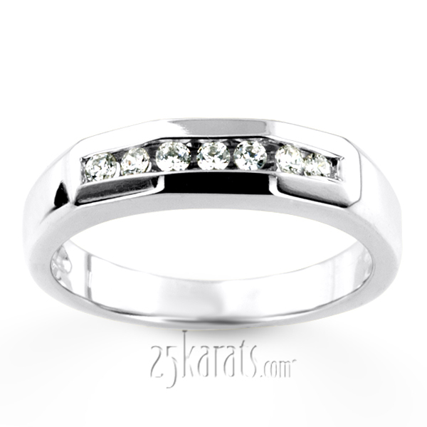 14K white gold 0.35 ct. Round Cut Diamond Men's Ring - alternate view 4