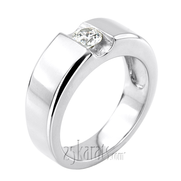 14K white gold 0.50 ct. Tension Set Solitaire Diamond Men's Ring - main view