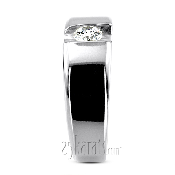 14K white gold 0.50 ct. Tension Set Solitaire Diamond Men's Ring - alternate view 3