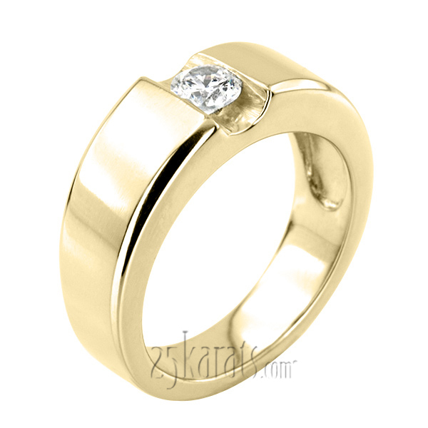 14K white gold 0.50 ct. Tension Set Solitaire Diamond Men's Ring - alternate view 4