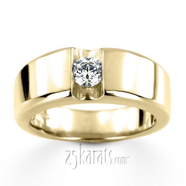 14K white gold 0.50 ct. Tension Set Solitaire Diamond Men's Ring - alternate view 5