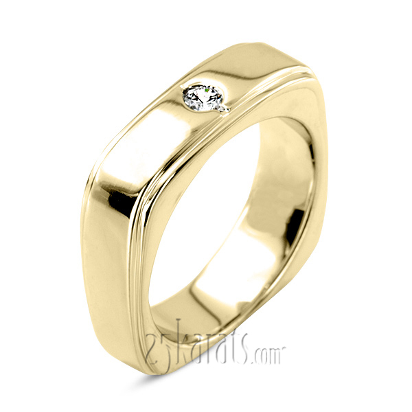 14K white gold 0.15 ct. Round Cut Solitaire Diamond Men's Ring - main view