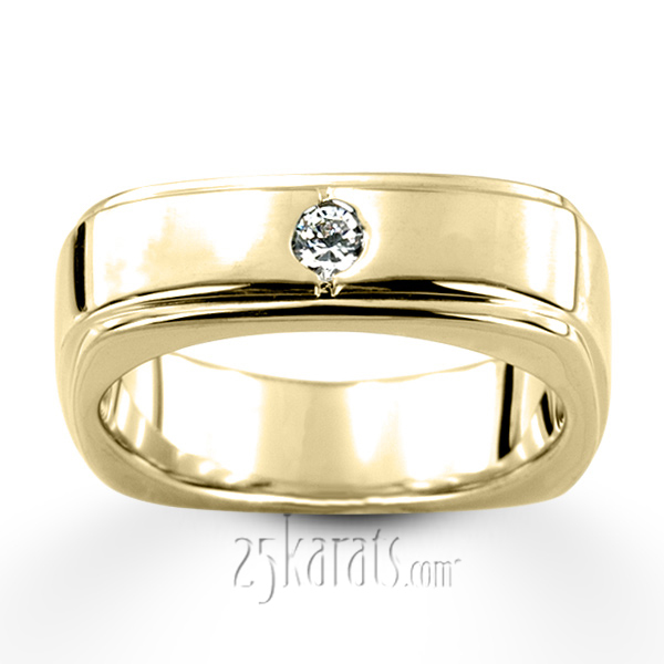 14K white gold 0.15 ct. Round Cut Solitaire Diamond Men's Ring - alternate view 2
