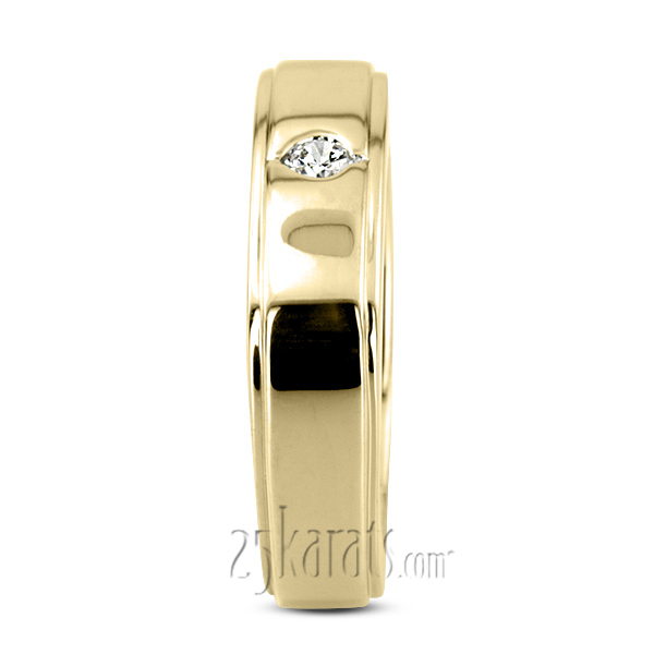 14K white gold 0.15 ct. Round Cut Solitaire Diamond Men's Ring - alternate view 3