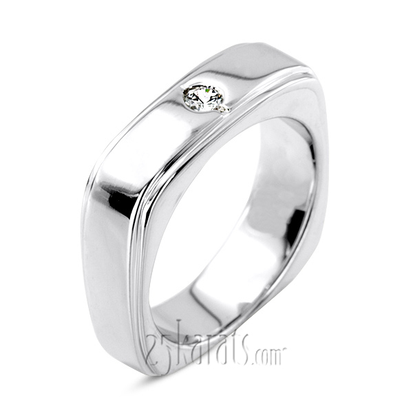14K white gold 0.15 ct. Round Cut Solitaire Diamond Men's Ring - alternate view 5