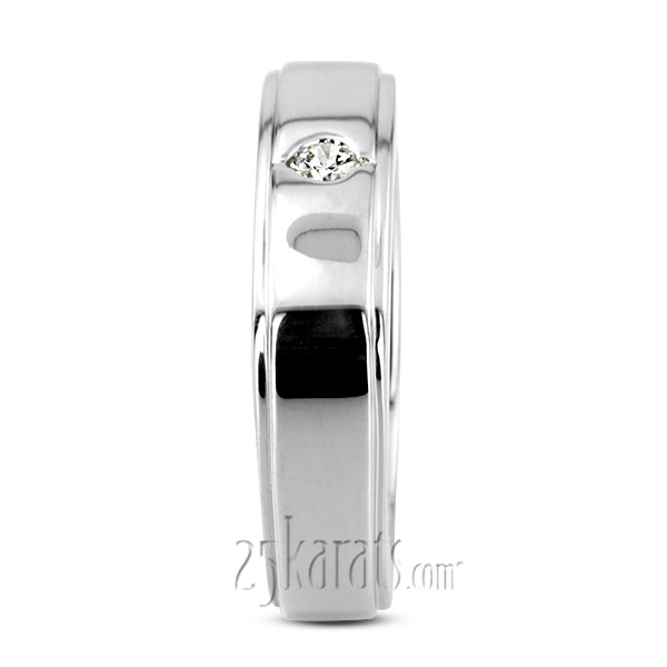 14K white gold 0.15 ct. Round Cut Solitaire Diamond Men's Ring - alternate view 6