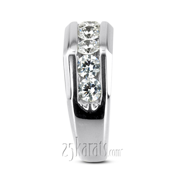 14K white gold 1.50 ct. Round Cut Channel Set Diamond Men's Ring - alternate view 3