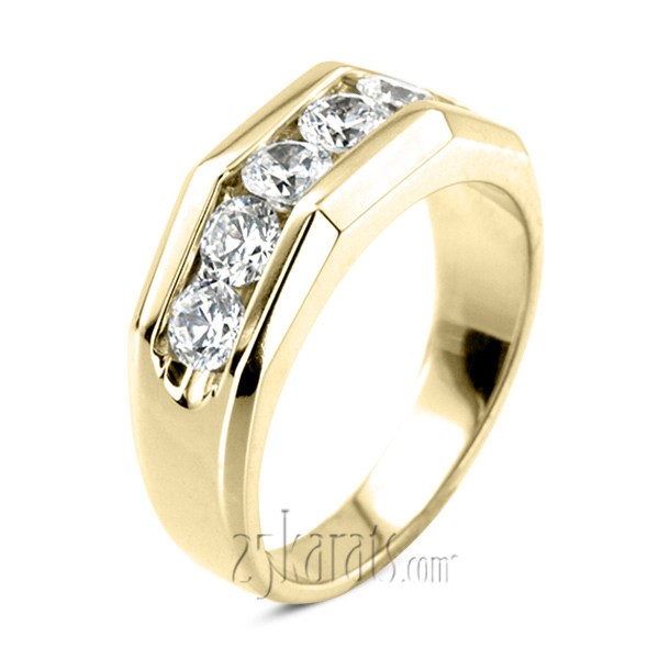 14K white gold 1.50 ct. Round Cut Channel Set Diamond Men's Ring - alternate view 4