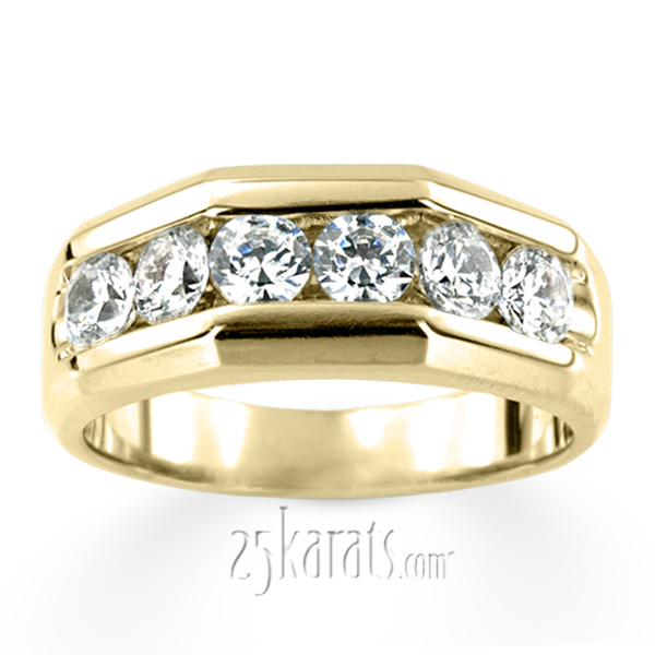 14K white gold 1.50 ct. Round Cut Channel Set Diamond Men's Ring - alternate view 5