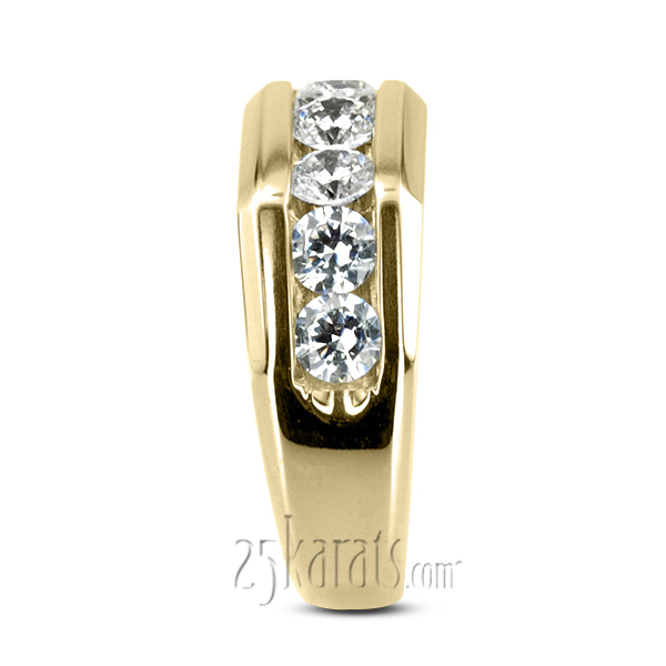 14K white gold 1.50 ct. Round Cut Channel Set Diamond Men's Ring - alternate view 6