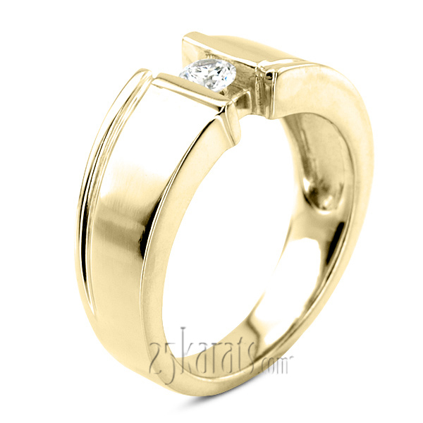 14K white gold 0.25 ct. Round Cut Bar Set Diamond Men's Ring - main view