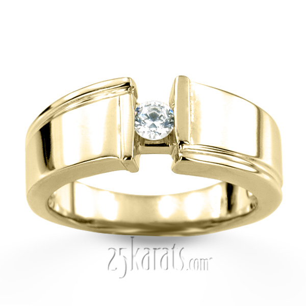 14K white gold 0.25 ct. Round Cut Bar Set Diamond Men's Ring - alternate view 2