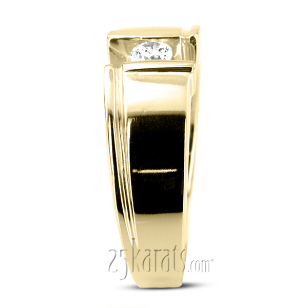 14K white gold 0.25 ct. Round Cut Bar Set Diamond Men's Ring - alternate view 3