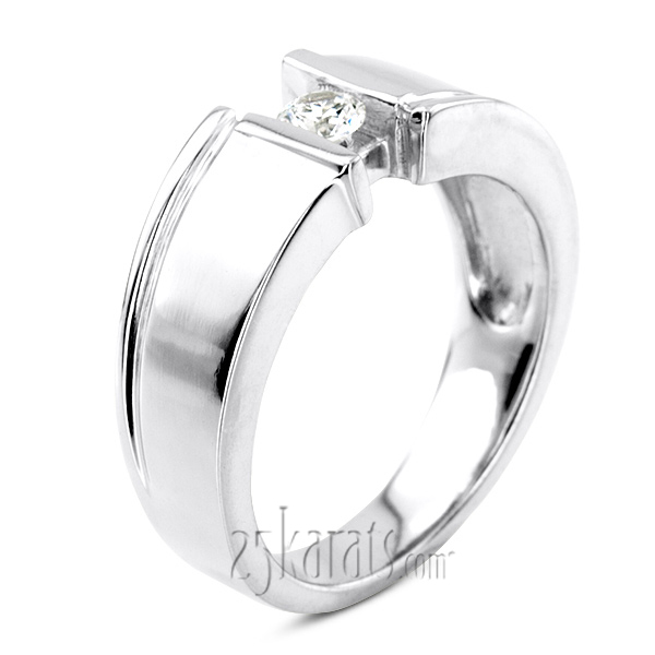 14K white gold 0.25 ct. Round Cut Bar Set Diamond Men's Ring - alternate view 4