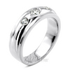 0.45 ct. Bezel Set Three Stone Diamond Man Ring