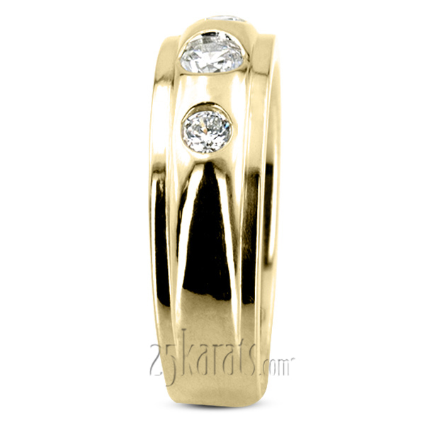 14K white gold 0.45 ct. Three Stone Bezel Set Diamond Men's Ring - alternate view 6