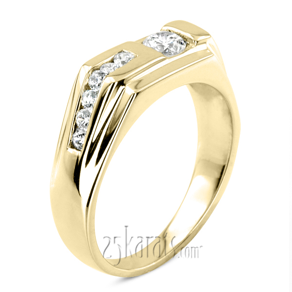 0.45 ct. Multi-Shape Channel Set Diamond Man Ring