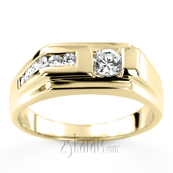 14K white gold 0.45 ct. Channel Set Diamond Men's Ring - alternate view 2