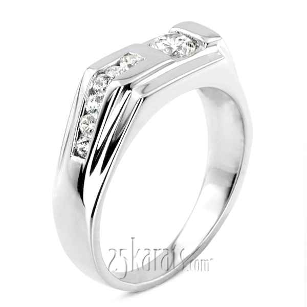 14K white gold 0.45 ct. Channel Set Diamond Men's Ring - alternate view 4