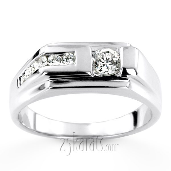 14K white gold 0.45 ct. Channel Set Diamond Men's Ring - alternate view 5