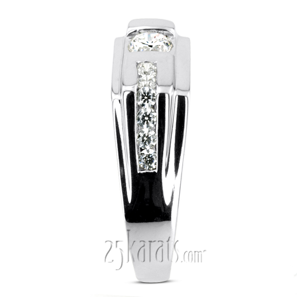 14K white gold 0.45 ct. Channel Set Diamond Men's Ring - alternate view 6