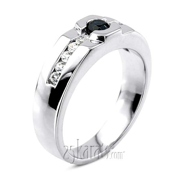 0.55 ct. Round Cut Bezel Set Diamond Man Ring