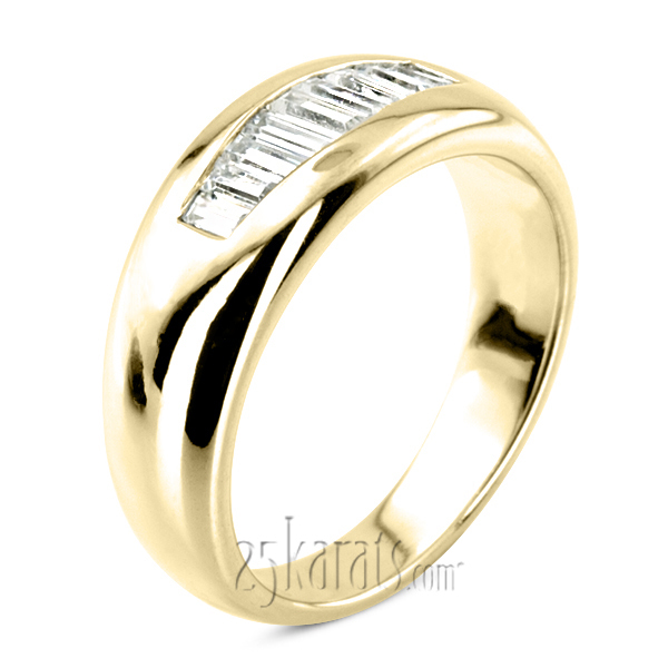 14K white gold 0.61 ct. tw. Baguette Channel Set Diamond Men's Ring - main view